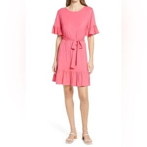 NWOT fraiche Ruffle Sleeve Dress in Pink Size Large